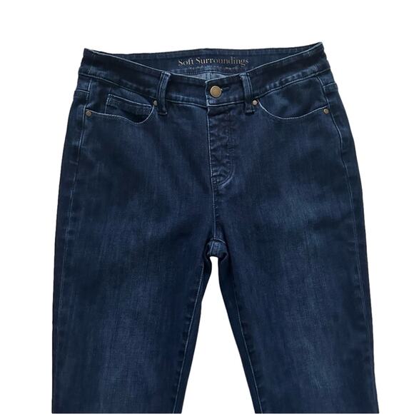 Soft Surroundings Dark Wash Soft Stretch Pull On Skinny Denim Jeans Size XS - Picture 4 of 11